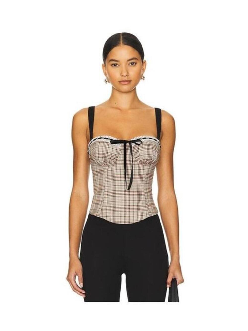 MORE TO COME Women's Black Flora Corset Top